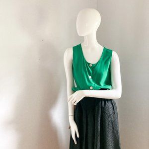 Vintage Esprit Essentials Sleeveless Green Blouse, Womens Small